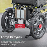 Power Electric Wheelchair, Foldable & Wide Seat