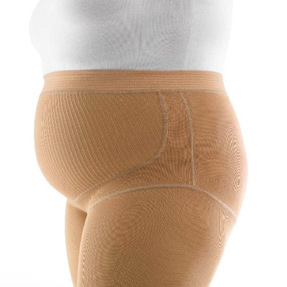 Maternity Compression Stockings, Open Toe, Caramel - VenoTrain Micro